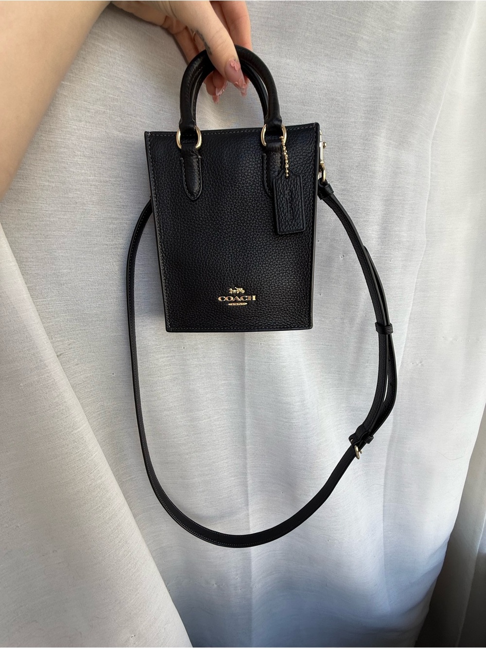Coach Black Pebbled Leather Mini Tote with Gold Hardware